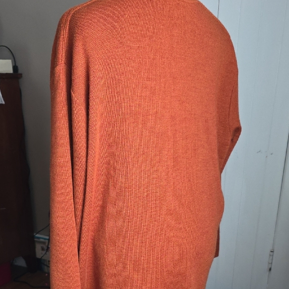 Women's Orange Open Front Sweater - Picture 4 of 11